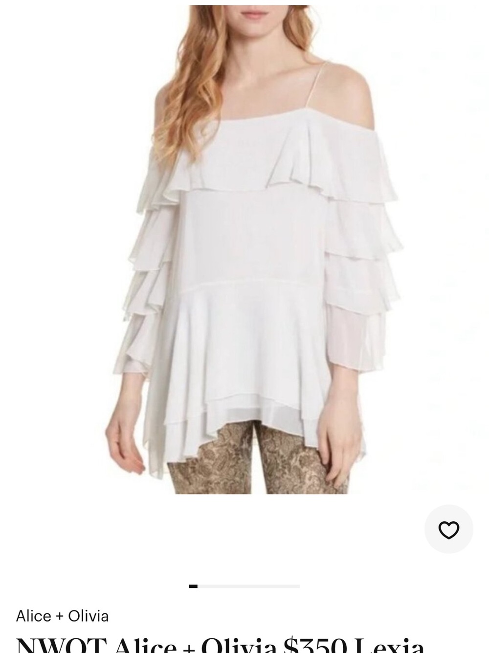 Alice + Olivia White Cold-Shoulder Ruffle Camisole